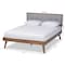 Baxton Studio Alke Light Grey Upholstered Walnut Wood Full Size Platform Bed 163-10476 - alternate 4